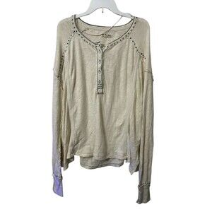 Free People We The Free Taylor Henley Tunic Sweater Women Medium Cream Oversized